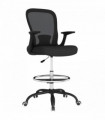 HOMCOM Mesh Draughtsman Chair, Ergonomic Drafting Chair, Black