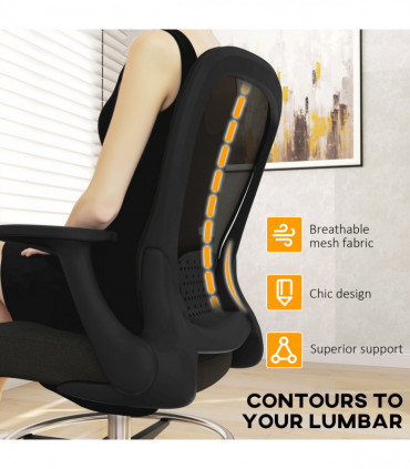 HOMCOM Mesh Draughtsman Chair, Ergonomic Drafting Chair, Black