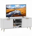 HOMCOM Modern TV Stand Cabinet with Storage for Living Room, White