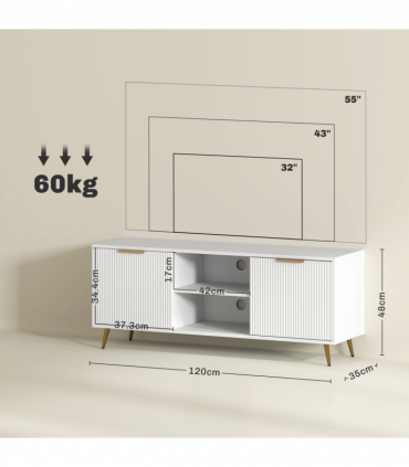 HOMCOM Modern TV Stand Cabinet with Storage for Living Room, White