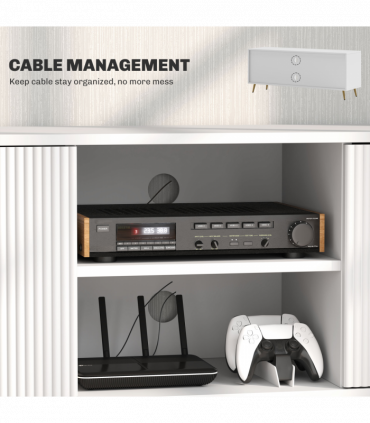 HOMCOM Modern TV Stand Cabinet with Storage for Living Room, White