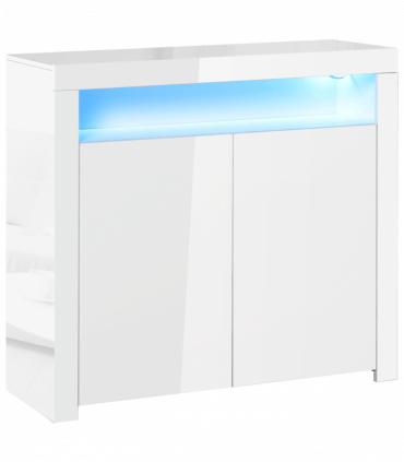 High Gloss LED Cabinet Cupboard Sideboard Console with RGB Lighting White