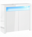 High Gloss LED Cabinet Cupboard Sideboard Console with RGB Lighting White