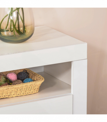 High Gloss LED Cabinet Cupboard Sideboard Console with RGB Lighting White