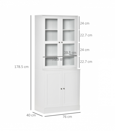 Modern Bookcase Display Storage Cabinet w/ Doors Adjustable Shelves