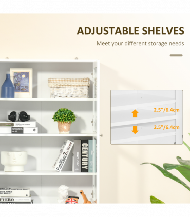 Modern Bookcase Display Storage Cabinet w/ Doors Adjustable Shelves