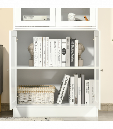 Modern Bookcase Display Storage Cabinet w/ Doors Adjustable Shelves