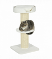 PawHut 2 Tier Cat Resting Tree with Top Basket Cushion Sisal Post Cream White