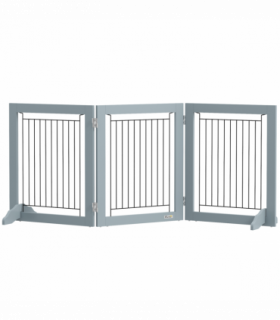 PawHut Foldable Wooden Pet Gate w/ 3 Panels 2 Support Feet for Small Dogs