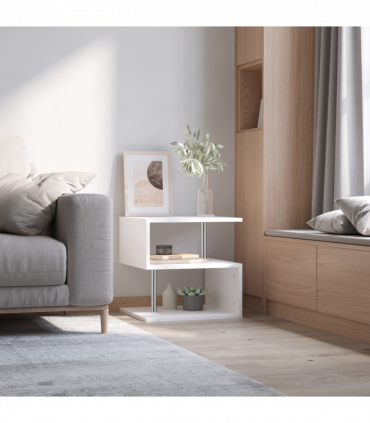 Side Table 2 Tier Storage Shef Organizer Bookcase End Desk Stand Display White