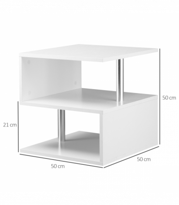 Side Table 2 Tier Storage Shef Organizer Bookcase End Desk Stand Display White