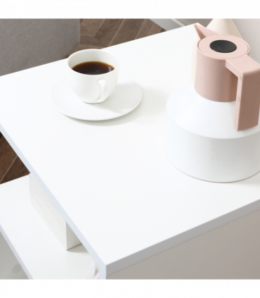 Side Table 2 Tier Storage Shef Organizer Bookcase End Desk Stand Display White