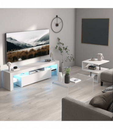 Side Table 2 Tier Storage Shef Organizer Bookcase End Desk Stand Display White