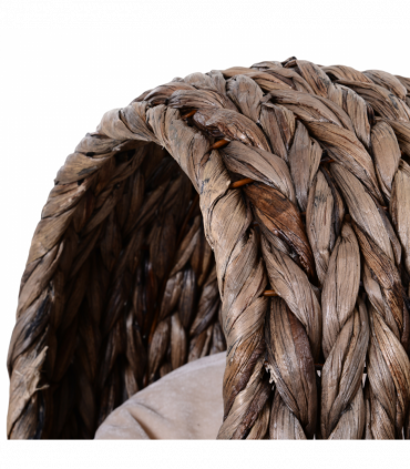 Wicker Cat House, Raised Cat Bed with Cylindrical Base, 42 x 33 x 52cm - Brown