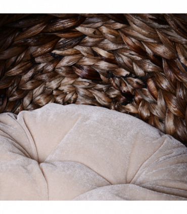 Wicker Cat House, Raised Cat Bed with Cylindrical Base, 42 x 33 x 52cm - Brown