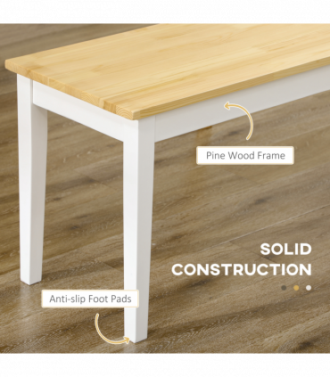 Wood Dining Bench Wooden Bench for 2 People, Natural Wood Effect