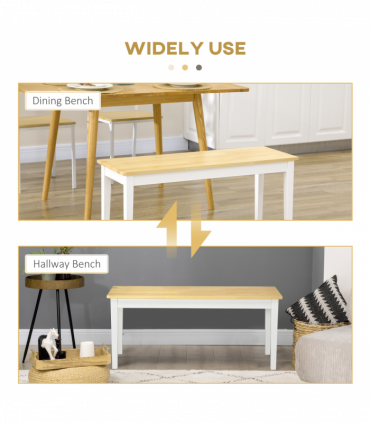 Wood Dining Bench Wooden Bench for 2 People, Natural Wood Effect