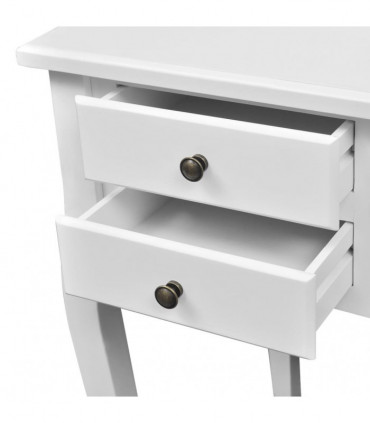 Wooden French Desk with Curved Legs and 5 Drawers