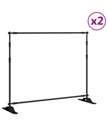 vidaXL Backdrop Stands 2 pcs Black 254x243 cm Steel