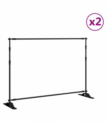 vidaXL Backdrop Stands 2 pcs Black 305x243 cm Steel