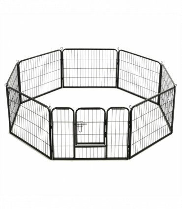 vidaXL Dog Playpen 8 Panels Steel 80x60 cm Black
