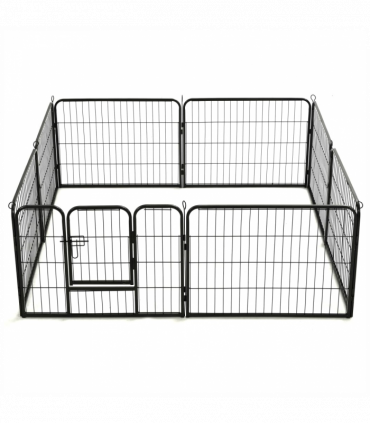 vidaXL Dog Playpen 8 Panels Steel 80x60 cm Black