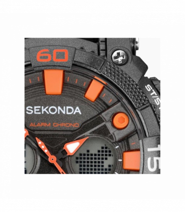 Sekonda Mens Sports Duel time Black Dial & Rubber Strap Watch-1037