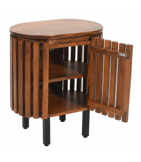Slatted Mango Wood Bedside Table