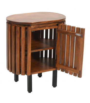 Slatted Mango Wood Bedside Table