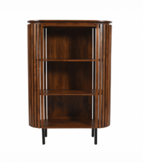Slatted Mango Wood Bookcase- Medium High