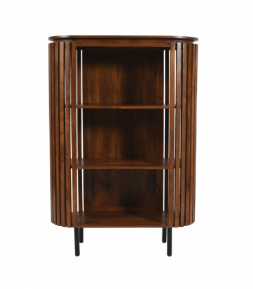Slatted Mango Wood Bookcase- Medium High