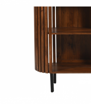 Slatted Mango Wood Bookcase- Medium High