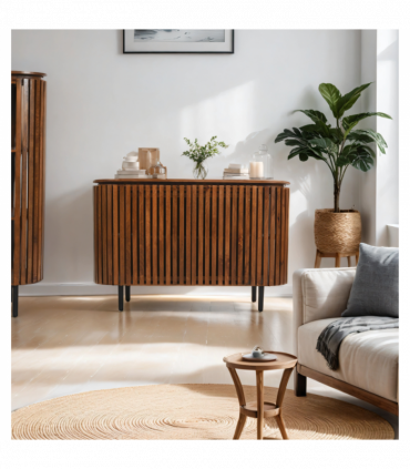 Slatted Mango Wood Large 2 Doors Sideboard