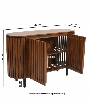 Slatted Mango Wood Large 2 Doors Sideboard