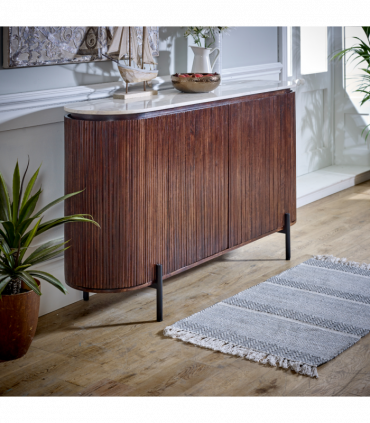 Opal Mango Wood Sideboard With Marble Top & Metal Legs