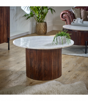 Opal Mango Wood Coffee Table With Marble Top