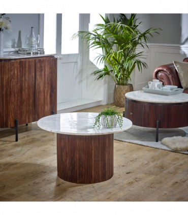 Opal Mango Wood Coffee Table With Marble Top