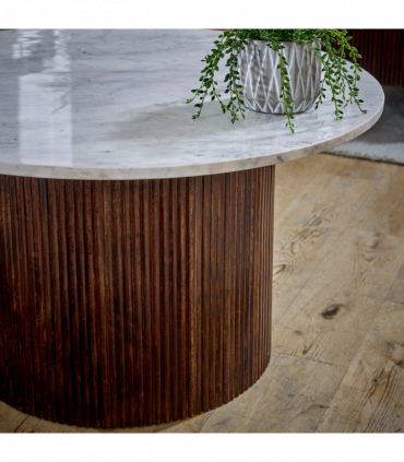 Opal Mango Wood Coffee Table With Marble Top