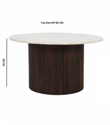 Opal Mango Wood Coffee Table With Marble Top