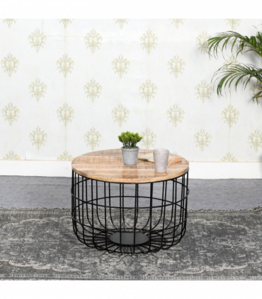 Surrey Solid Wood & Metal Wire Coffee Table