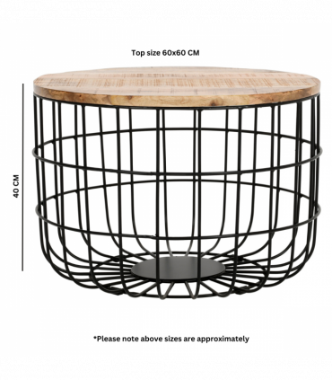Surrey Solid Wood & Metal Wire Coffee Table
