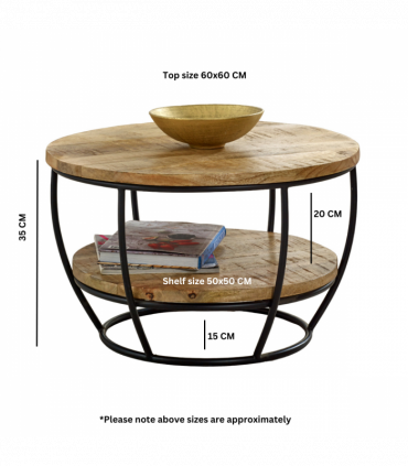 Surrey Solid Wood & Metal Coffee Table With Shelf