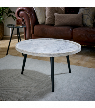Opal Coffee Table With Marble Top And Metal Legs