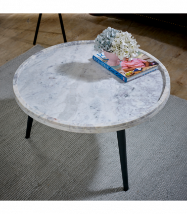 Opal Coffee Table With Marble Top And Metal Legs