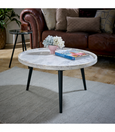 Opal Coffee Table With Marble Top And Metal Legs