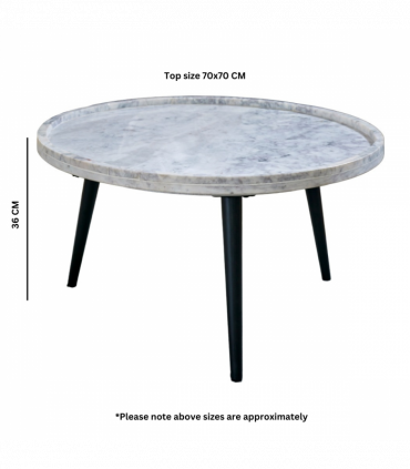 Opal Coffee Table With Marble Top And Metal Legs