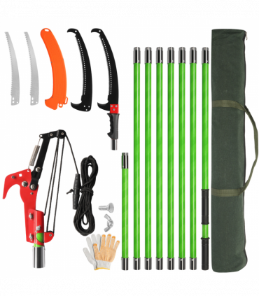 26ft Manual Pole Saw, Lightweight Tree Trimmers Long Handle Pruner Set, Sharp Steel Blade and Scissors Pole Saw for Trimming Palm, Pear Tree, Fir Tree, Other High Trees and Shrubs