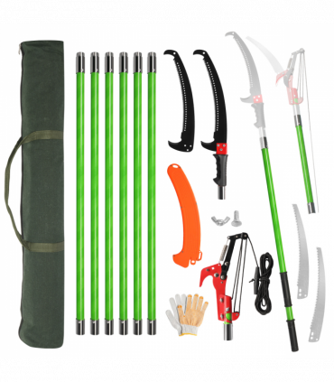 26ft Manual Pole Saw, Lightweight Tree Trimmers Long Handle Pruner Set, Sharp Steel Blade and Scissors Pole Saw for Trimming Palm, Pear Tree, Fir Tree, Other High Trees and Shrubs