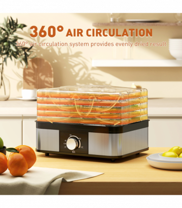 HOMCOM 5 Tier Food Dehydrator, 245W for Drying Fruit, Meat, Vegetable, Black