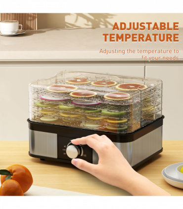 HOMCOM 5 Tier Food Dehydrator, 245W for Drying Fruit, Meat, Vegetable, Black